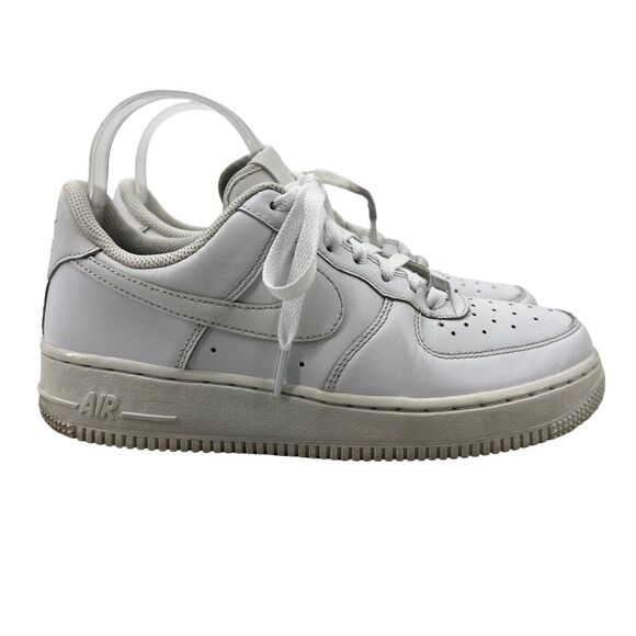 Nike Air Force 1 Sneakers Womens 7.5 White Leather Perforated Low Top Lace Up - Picture 1 of 12